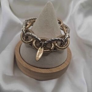 Elegant Gold and Silver Two-tone Women's Bracelet